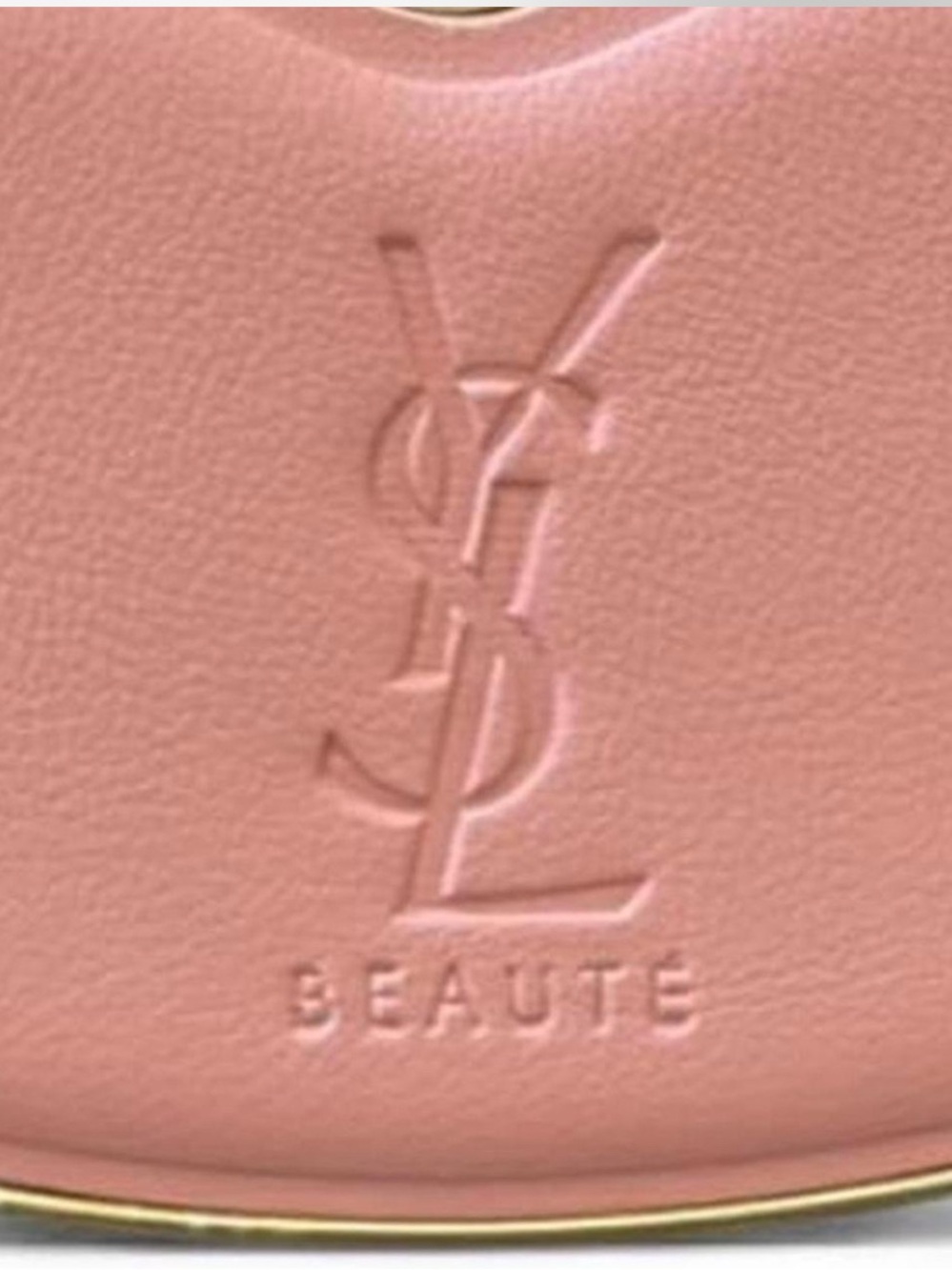 Authentic Yves Saint Laurent Beaute Pink Lip-Shaped Mirror with Gold Trim - Picture 3 of 5